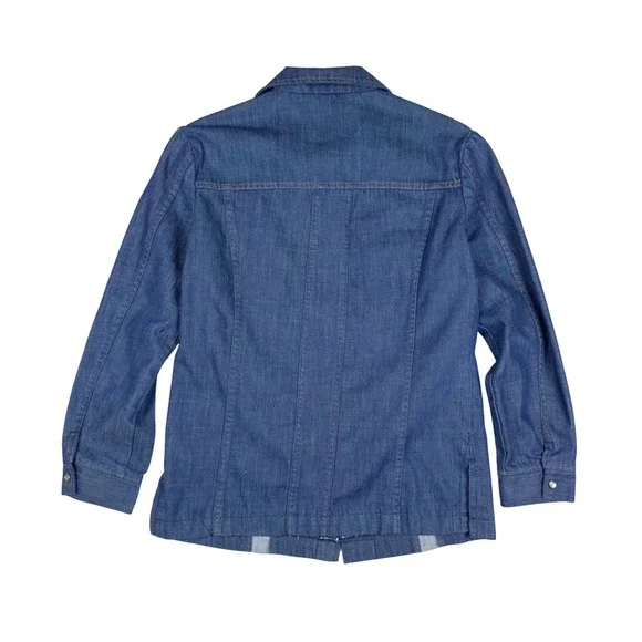 Vintage Wrangler 70s Western Denim Shirt Men's M Blue Pearl Snap USA Made - Picture 2 of 6